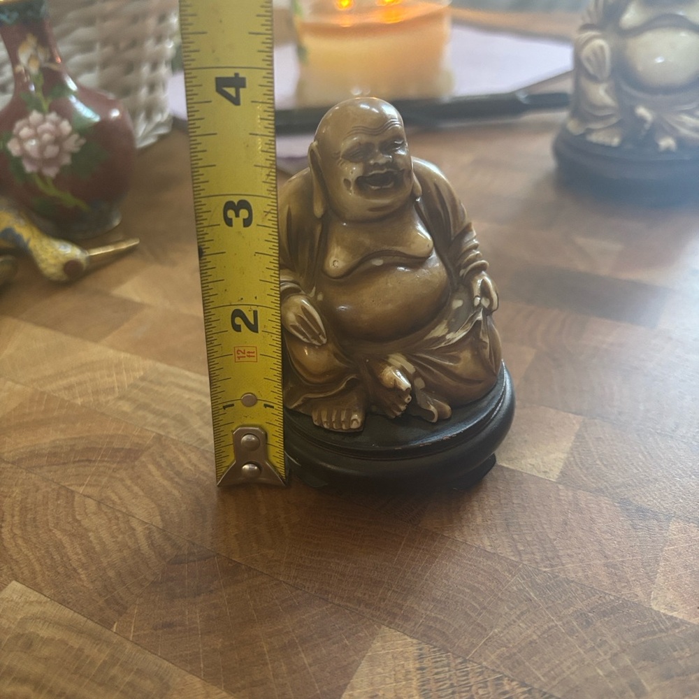 Buddha Figurine on Wooden Base - Go